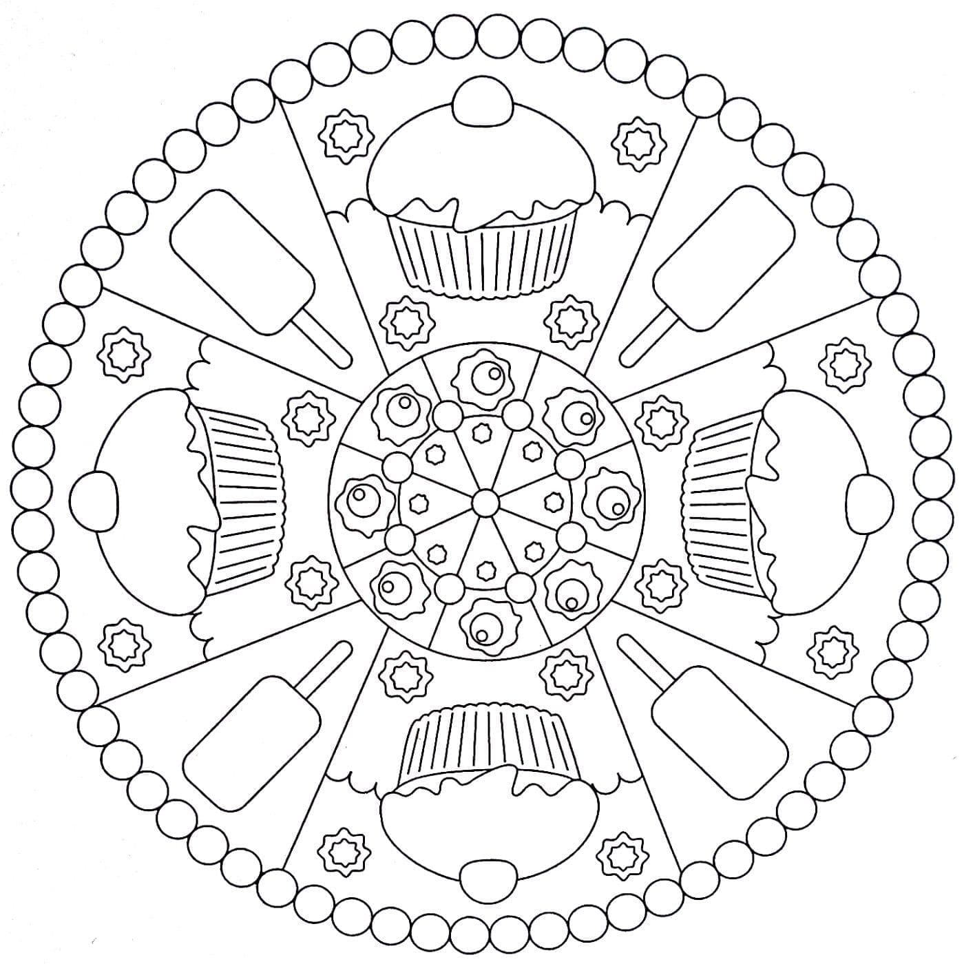 Cupcake Mandala Coloring Pages Mandalas