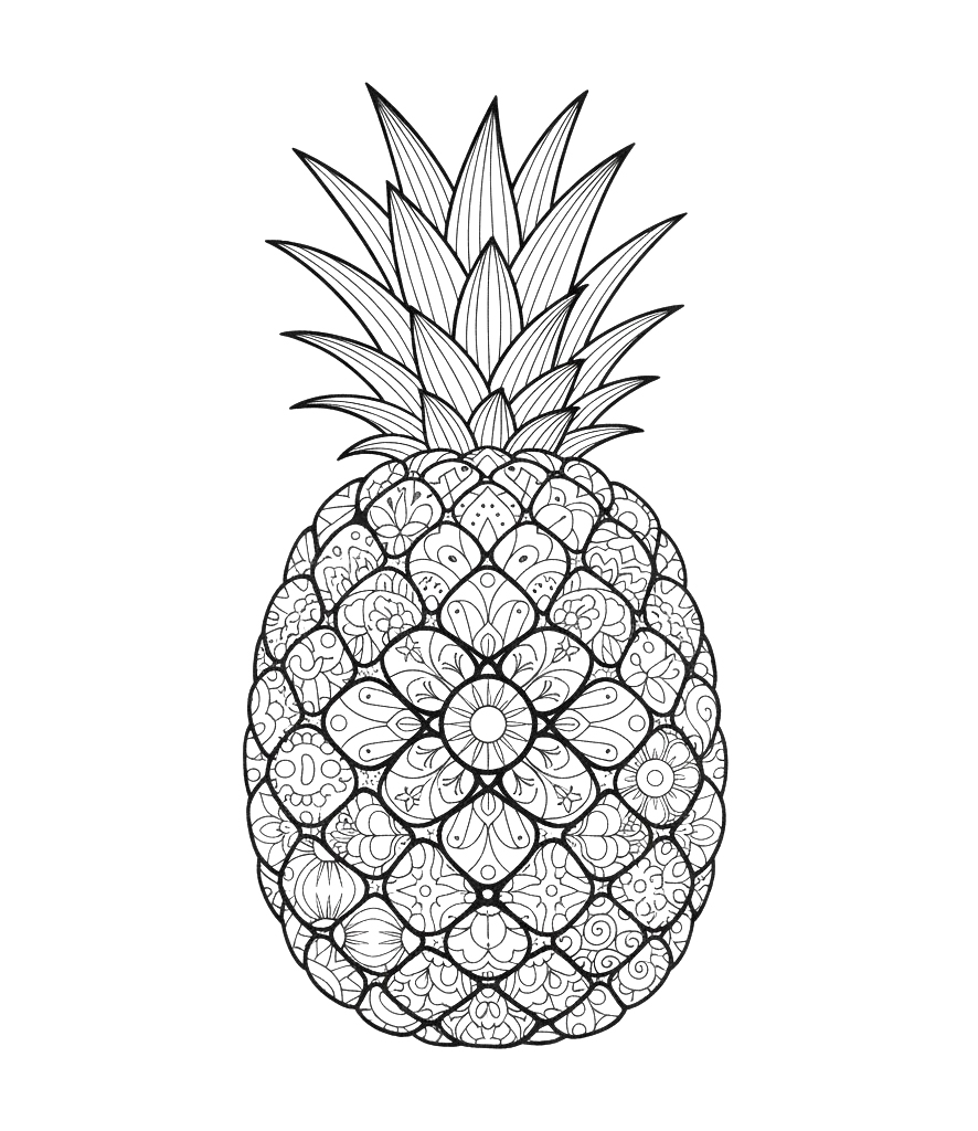 Pineapple Mandala For Adult Coloring Page Mandalas Pineapple Mandala For Adult Coloring Page Mandalas