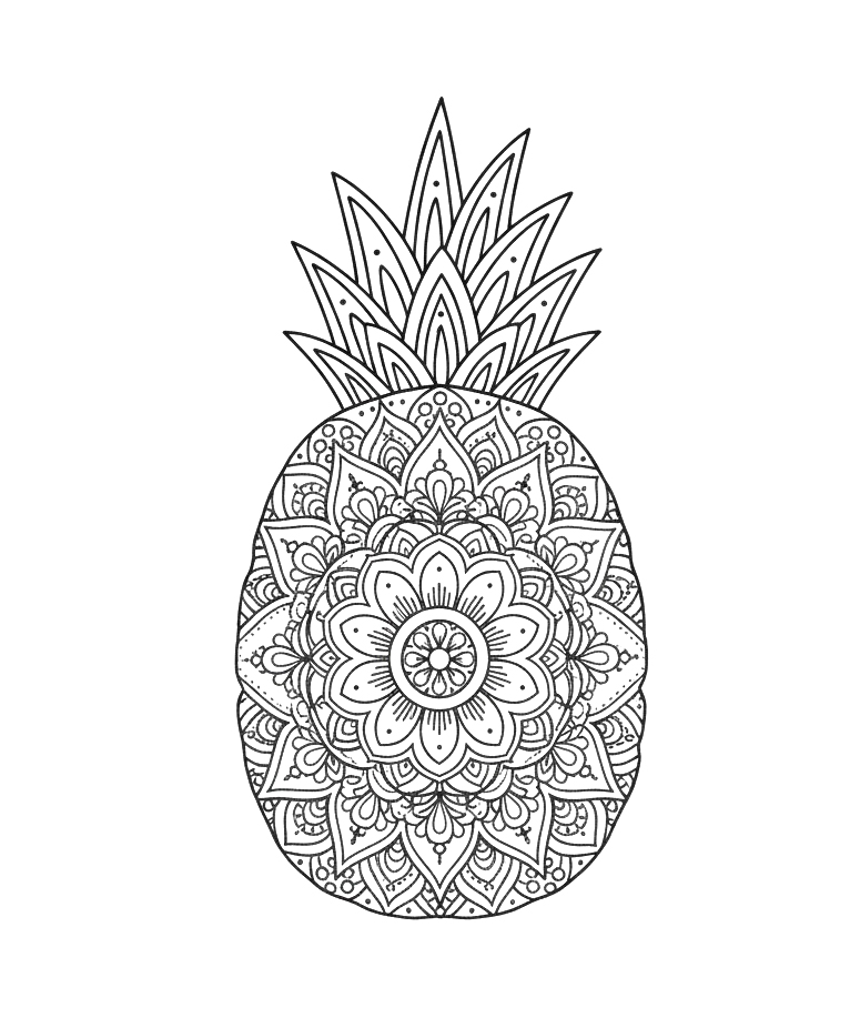 Pineapple Mandala For Kids Coloring Page Mandalas Pineapple Mandala For Kids Coloring Page Mandalas