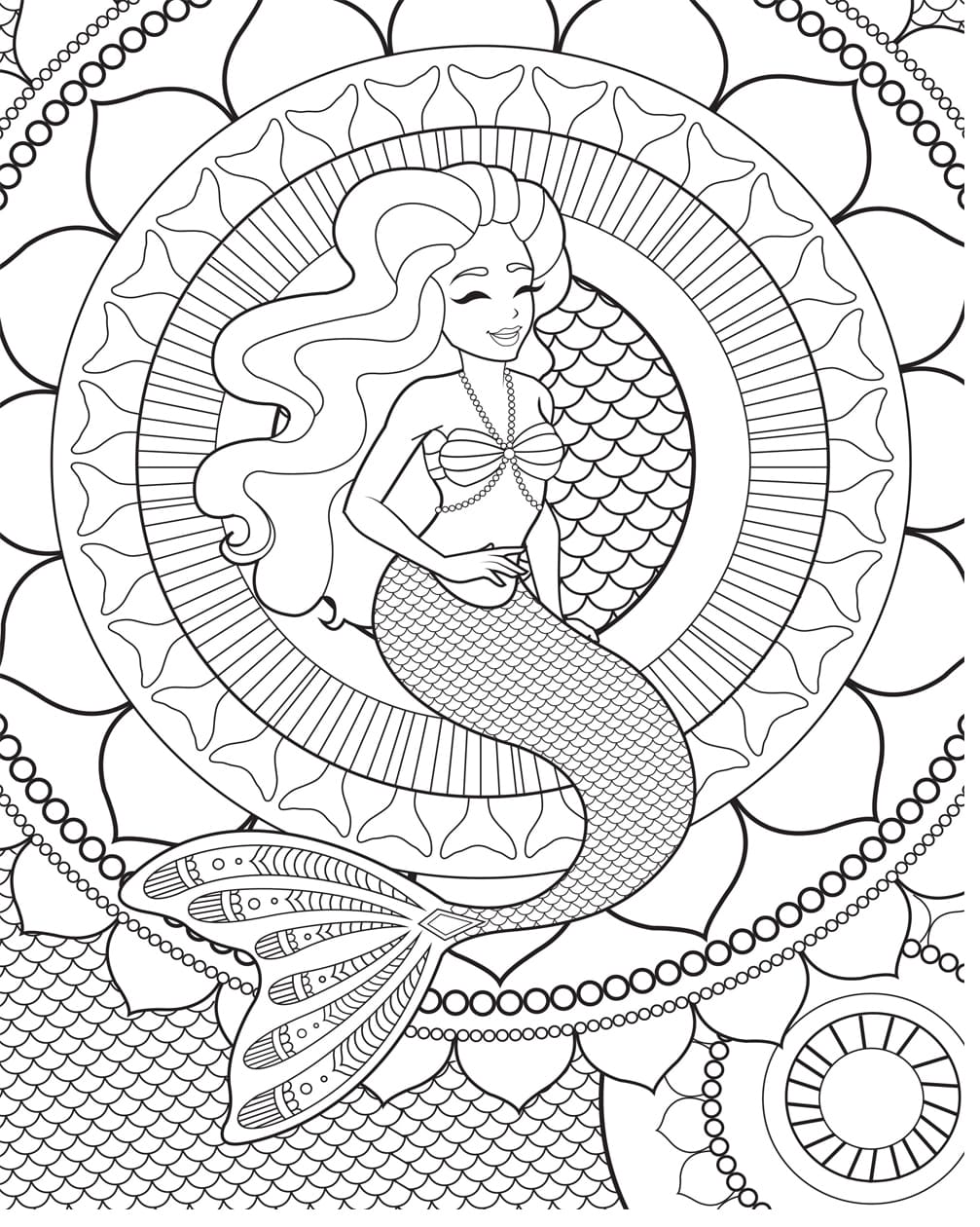 Print Free Mermaid Mandala Coloring Page Mandalas