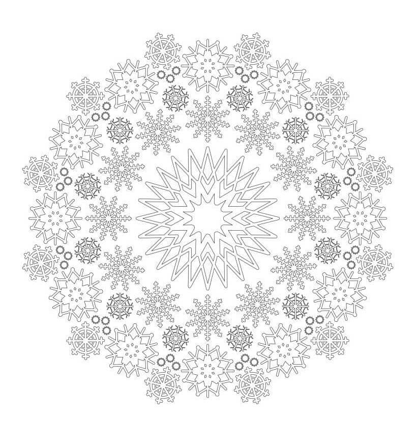Print Snowflake Mandala Coloring Page Mandalas