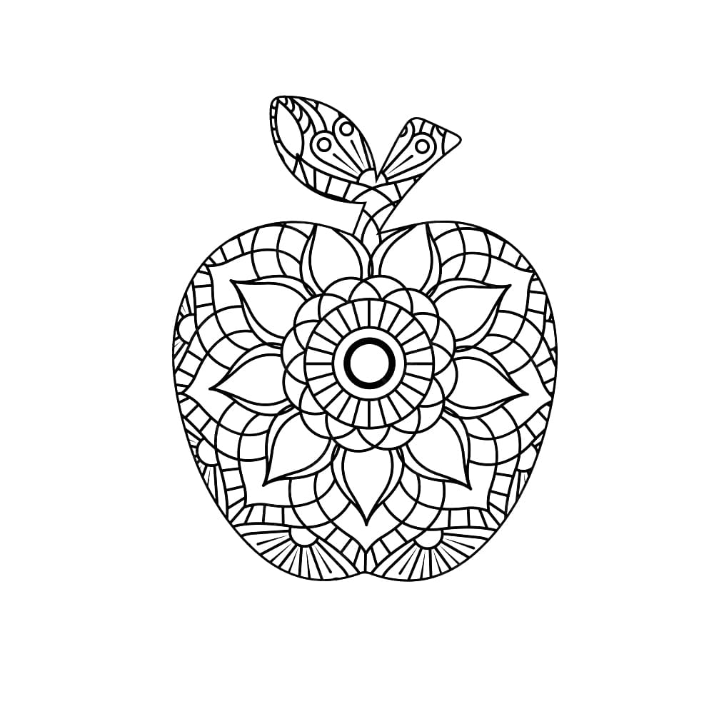 Printable Free Apple Mandala Coloring Page Mandalas