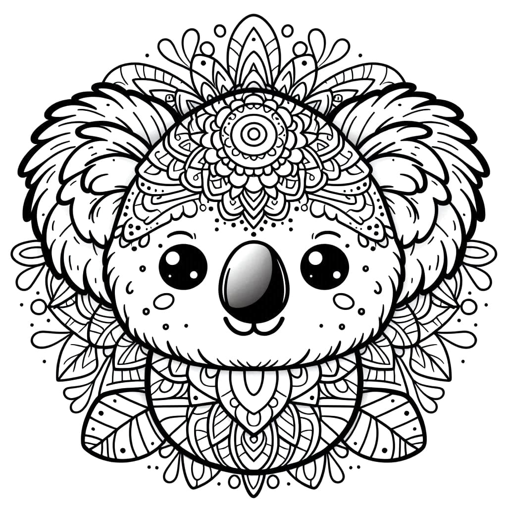 Printable Free Koala Mandala Coloring Page Mandalas