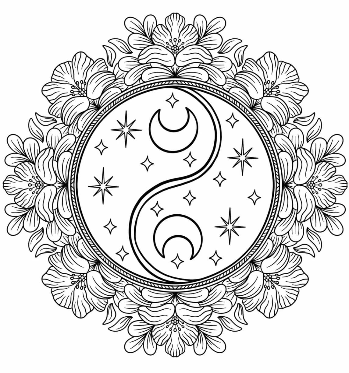 Printable Free Yin Yang Mandala Coloring Page Mandalas
