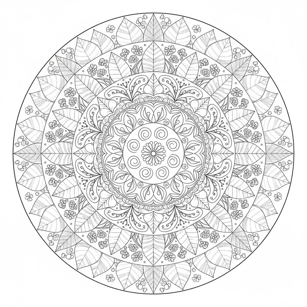 Printable Leaves Mandala Coloring Page Mandalas Printable Leaves Mandala Coloring Page Mandalas