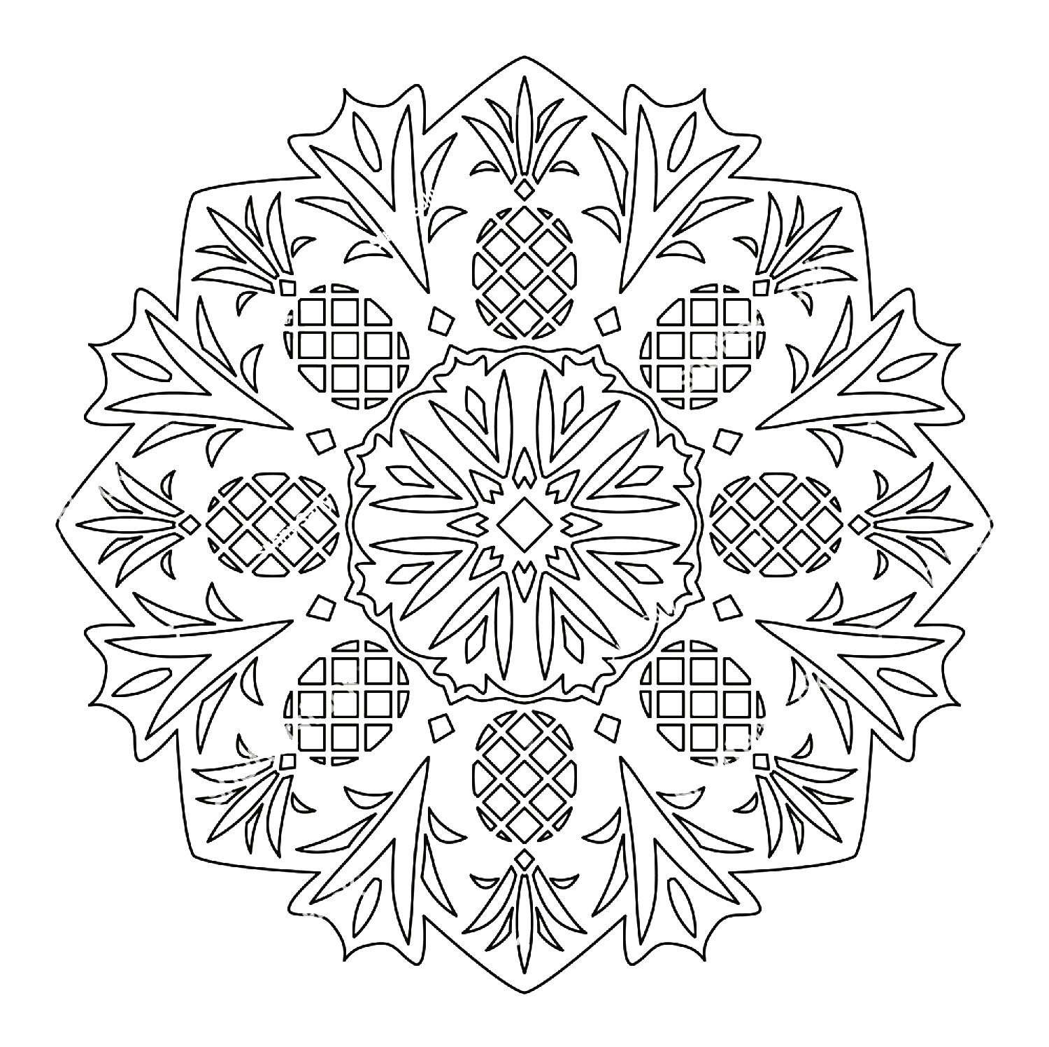 Printable Pineapple Mandala Coloring Page Mandalas Printable Pineapple Mandala Coloring Page Mandalas