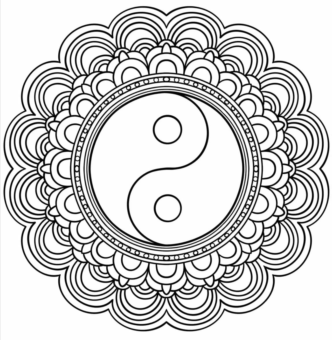 Printable Yin Yang Free Mandala Coloring Page Mandalas
