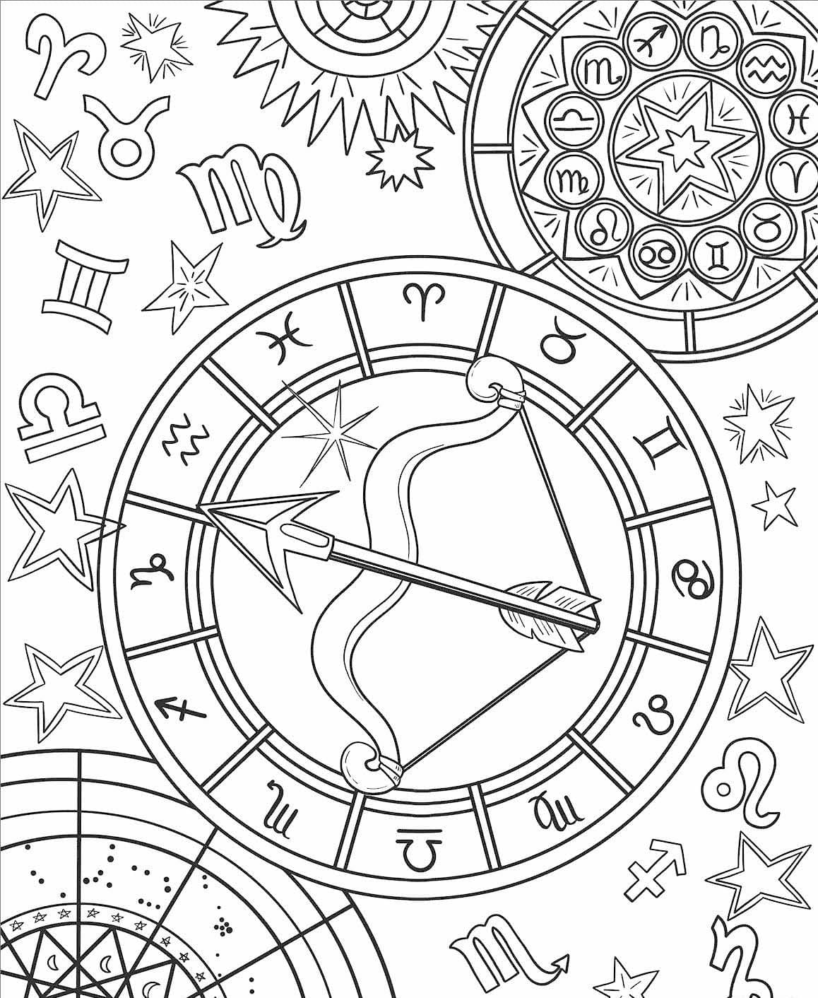 Sagittarius Zodiac Mandala Coloring Page Mandalas