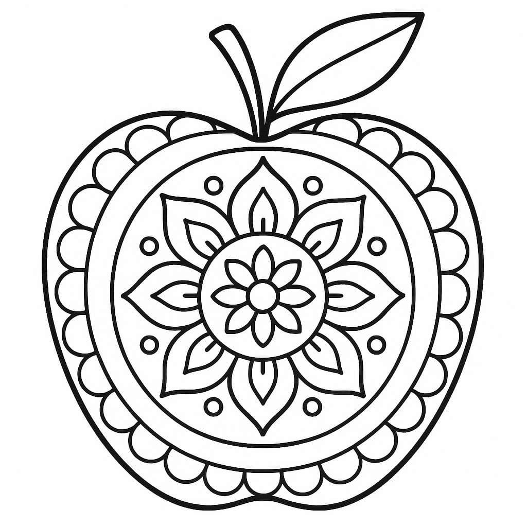 Simple Apple Mandala Coloring Page Mandalas