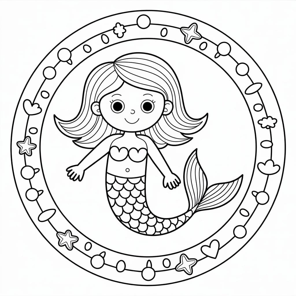 Simple Mermaid Mandala Coloring Page Mandalas