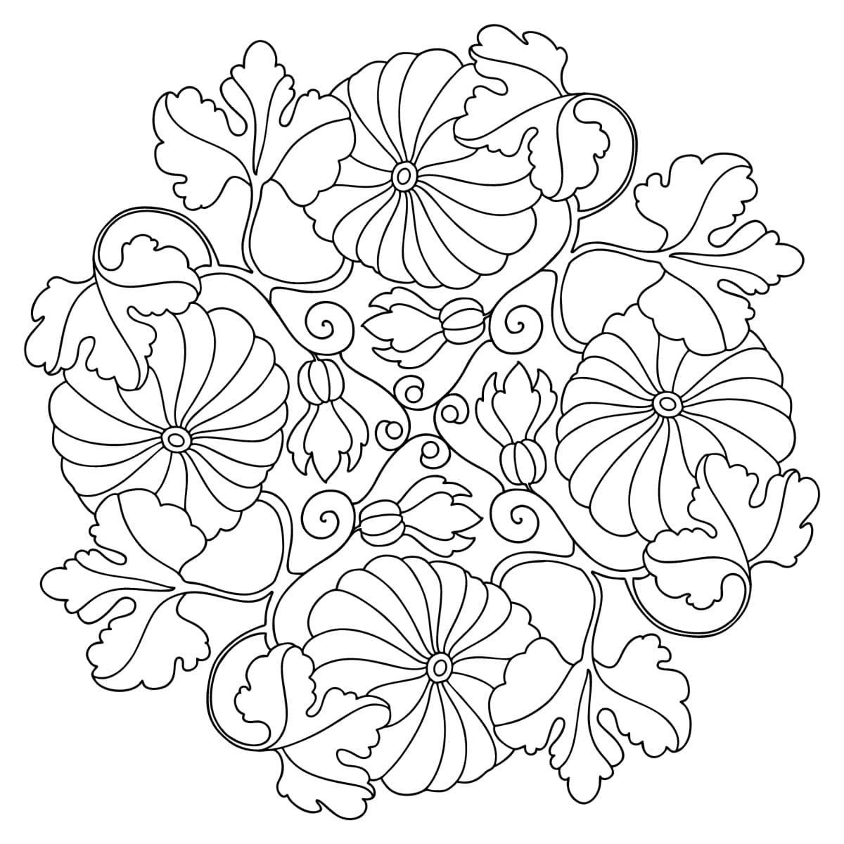 Simple Pumpkin Mandala Coloring Page Mandalas