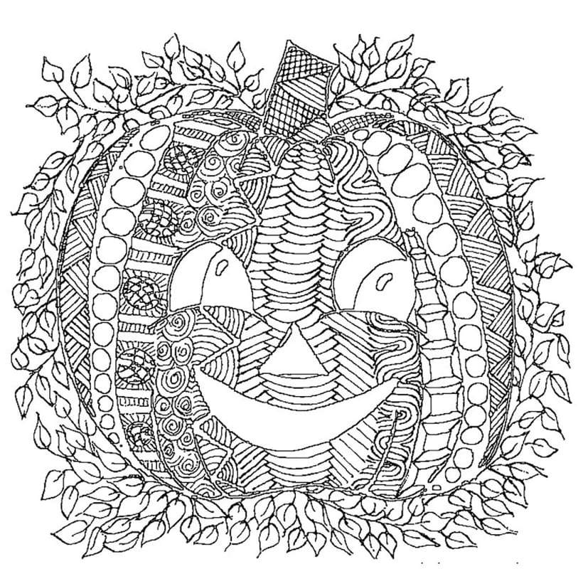 Smiling Pumpkin Mandala Coloring Page Mandalas