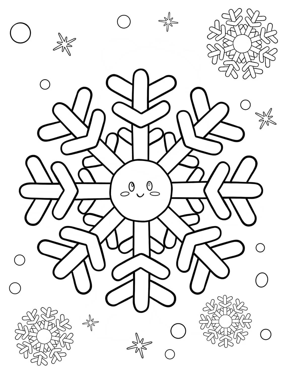 Smiling Snowflake Mandala Coloring Page Mandalas