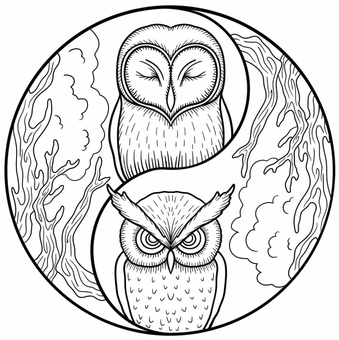 Special Yin Yang Mandala Coloring Page Mandalas