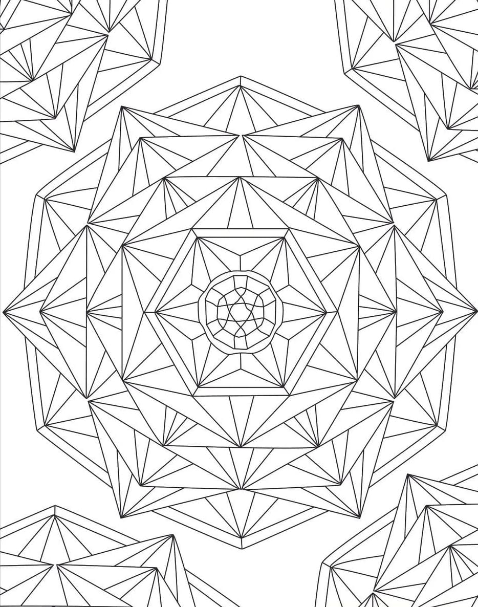 Style Crystal Mandala Coloring Page Mandalas