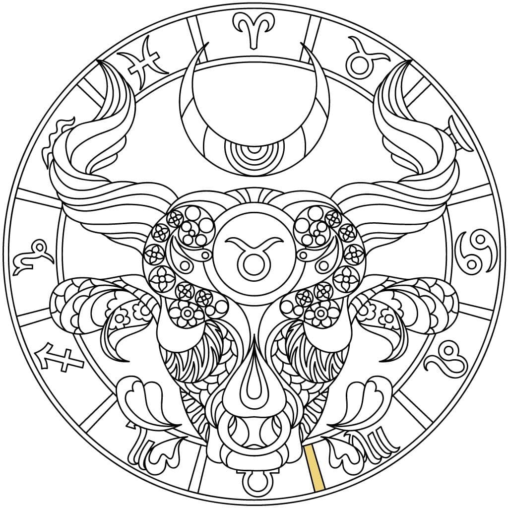 Taurus Zodiac Mandala Coloring Page Mandalas