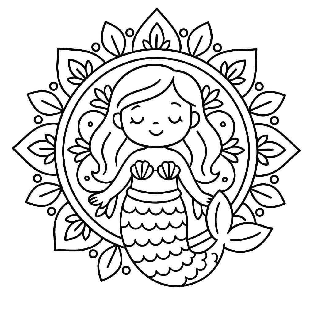 Very Basic Mermaid Mandala Coloring Page Mandalas