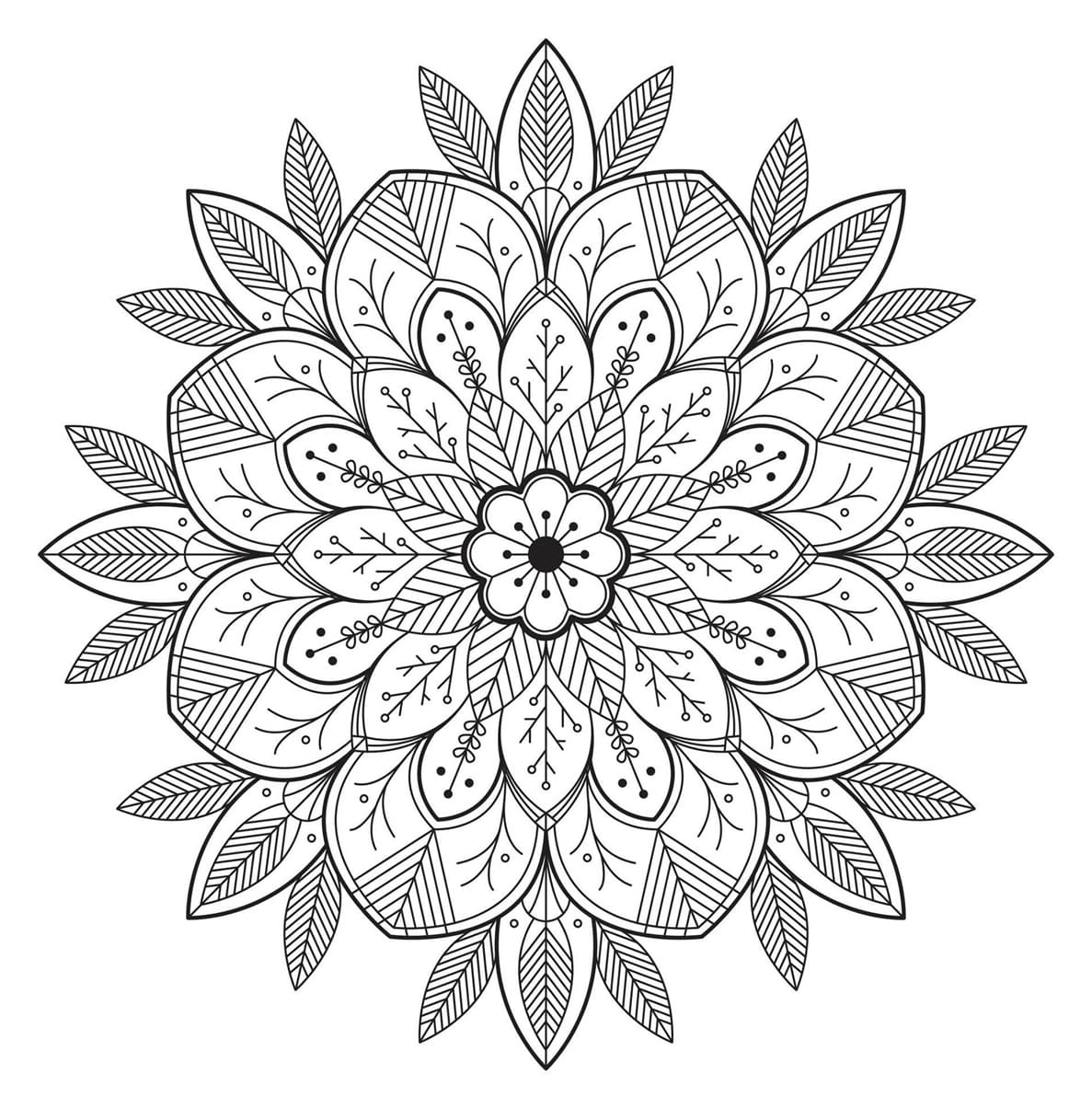 Very Nice Leaves Mandala Coloring Page Mandalas Very Nice Leaves Mandala Coloring Page Mandalas