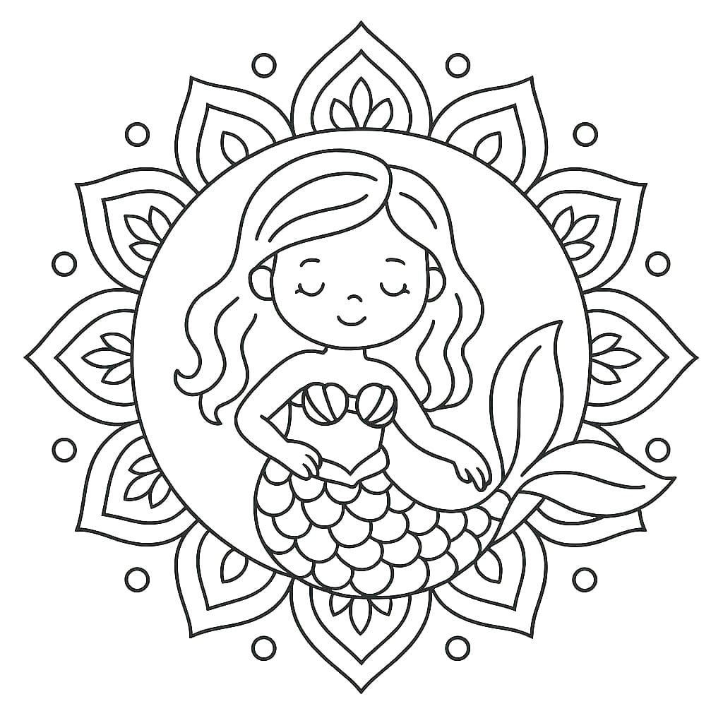 Very Nice Mermaid Mandala Coloring Page Mandalas