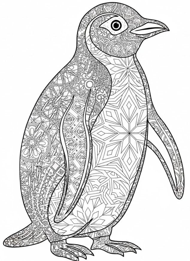Abstract Penguin Mandala Coloring Page Mandalas