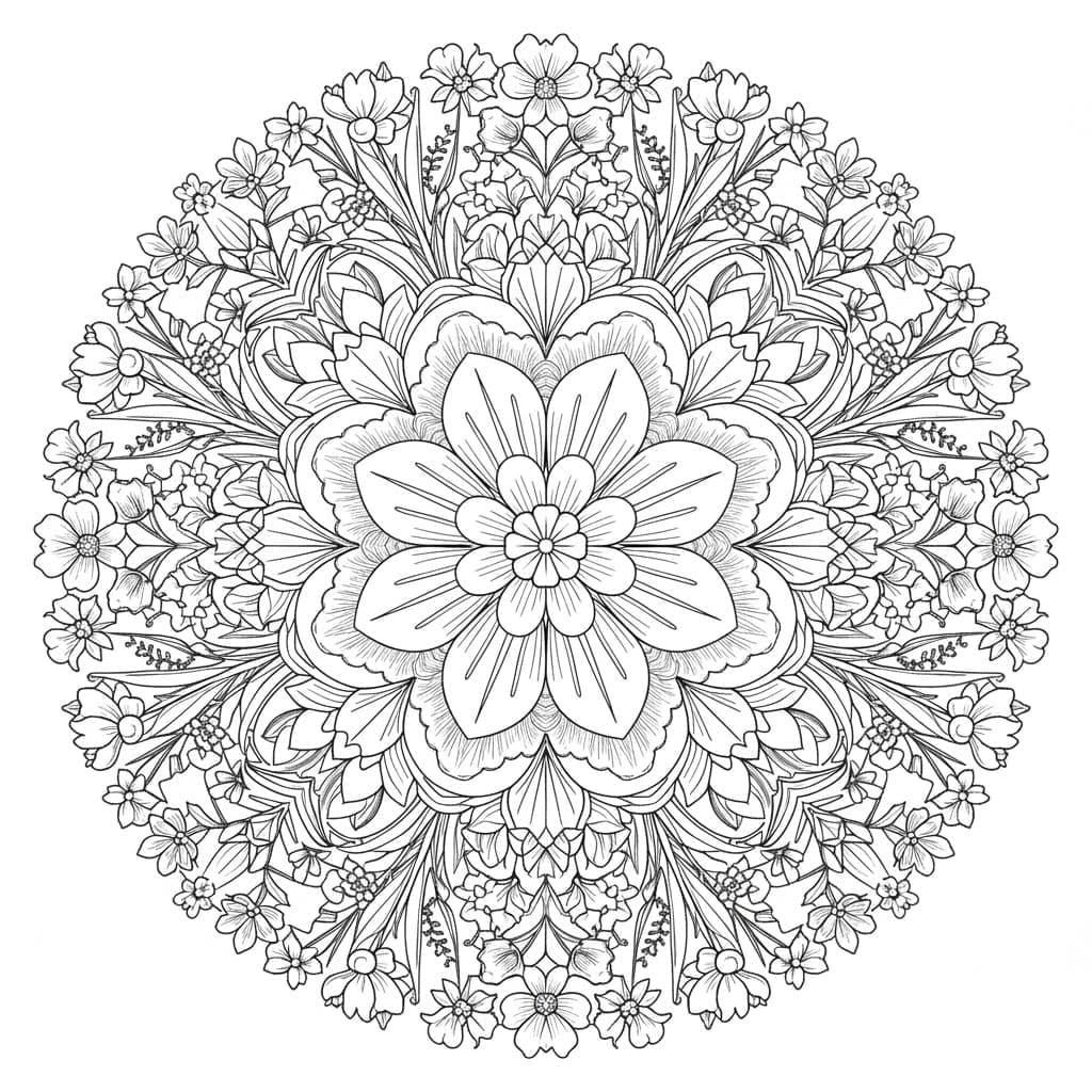 Abundant Floral Layer Nature Mandala Template Mandalas
