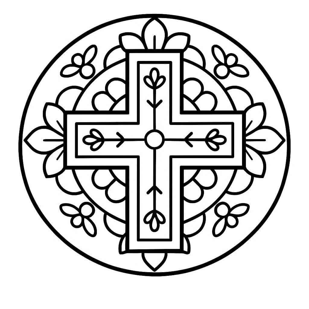 Adorable Cross Mandala Coloring Page Mandalas