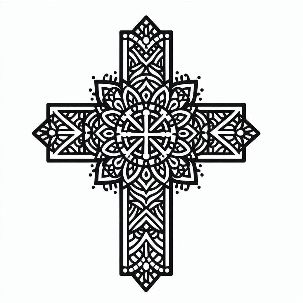 Amazing Cross Mandala Coloring Page Mandalas