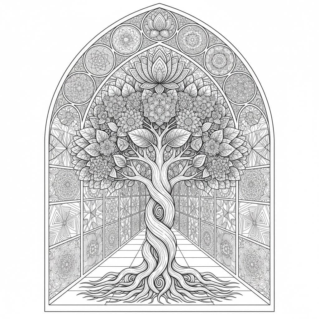 Ancient Wisdom Tree Of Life Mandala Coloring Page Mandalas