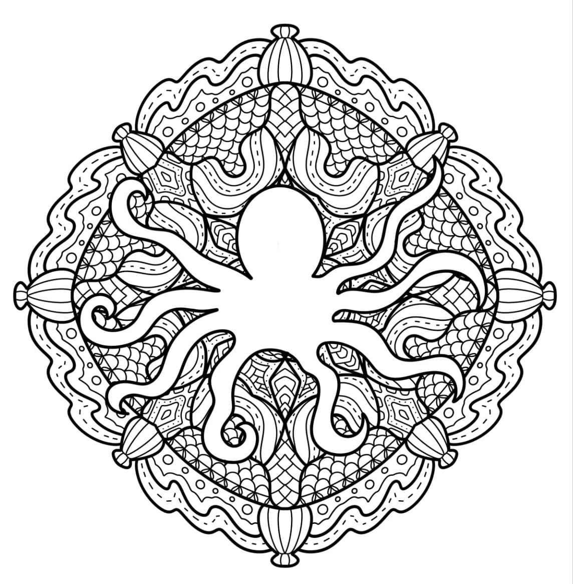 Art Octopus Mandala Coloring Page Mandalas