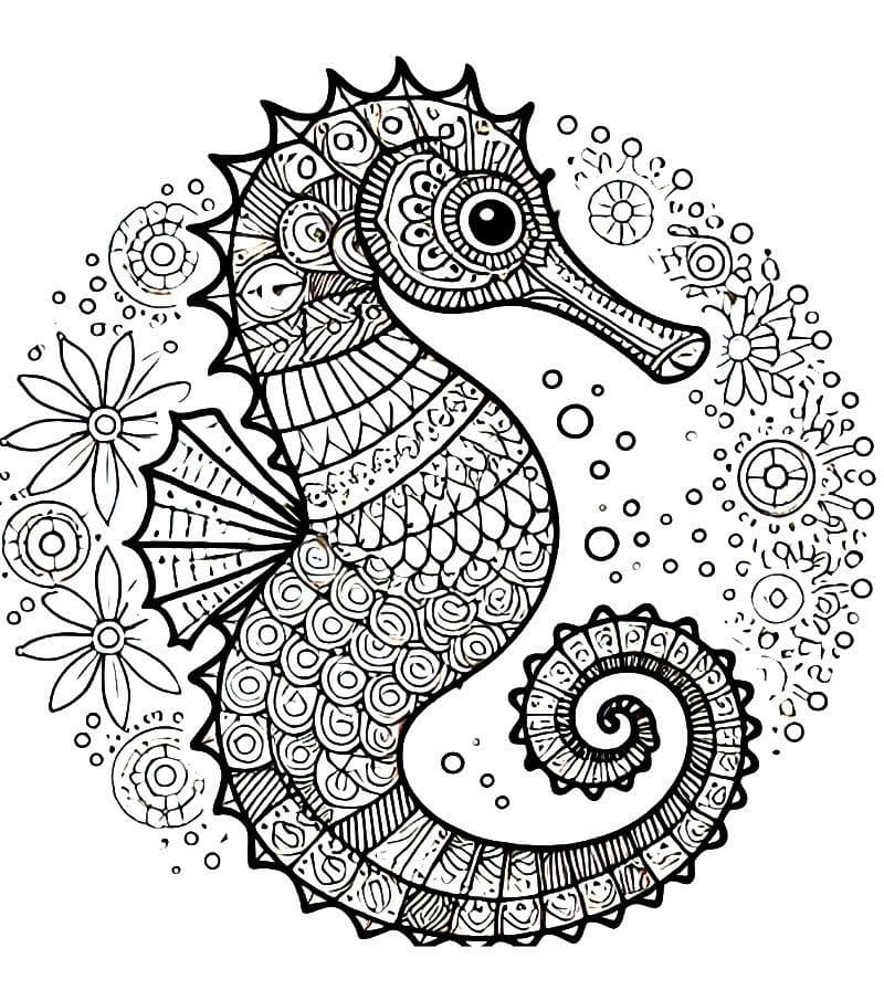 Art Seahorse Mandala Coloring Page Mandalas