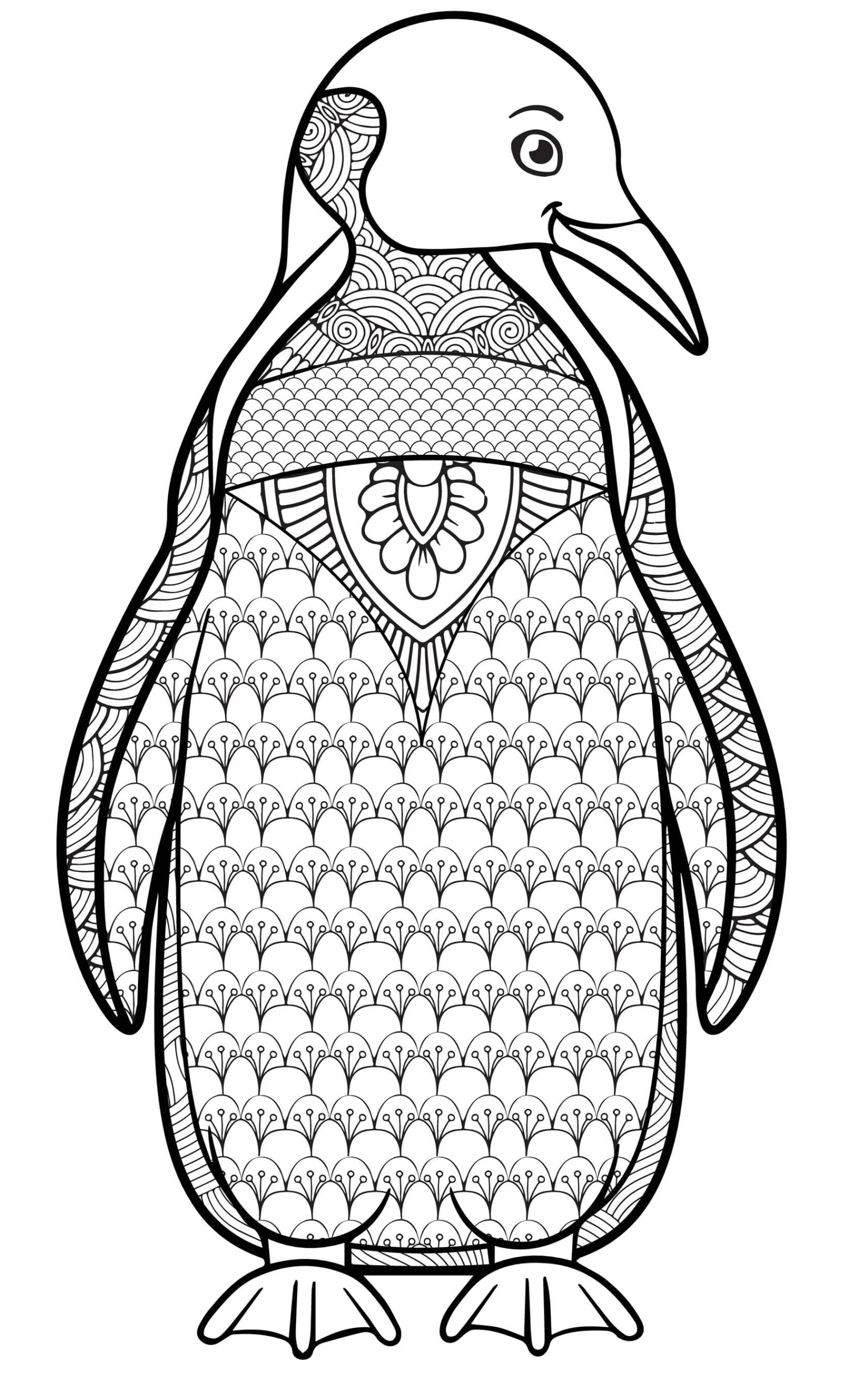 Artistic Penguin Swirl Mandala Coloring Page Mandalas