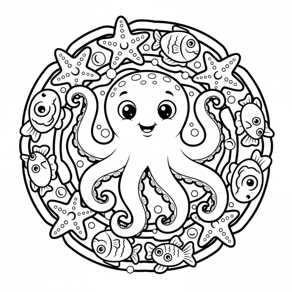 Awesome Octopus Mandala Coloring Page Mandalas