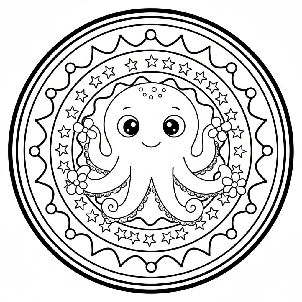 Basic Octopus Mandala Coloring Page Mandalas