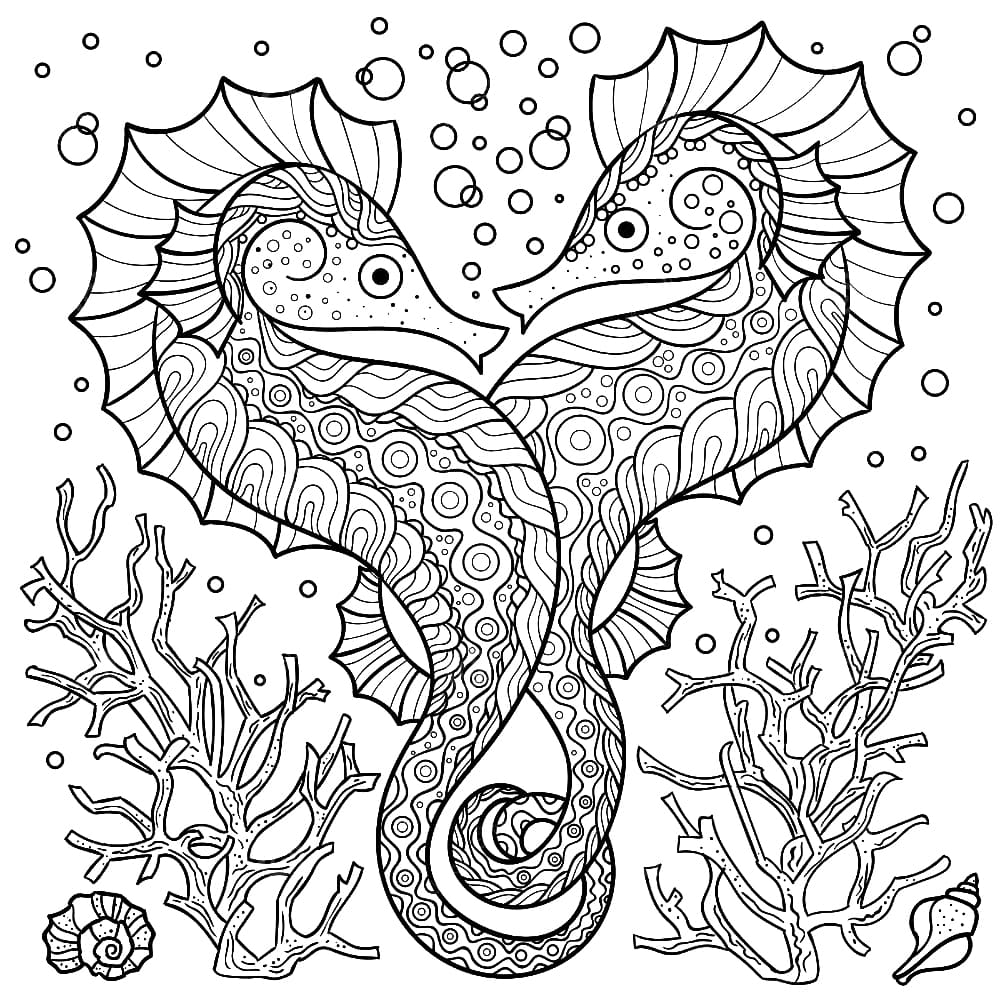 Basic Seahorse Mandala Coloring Page Mandalas