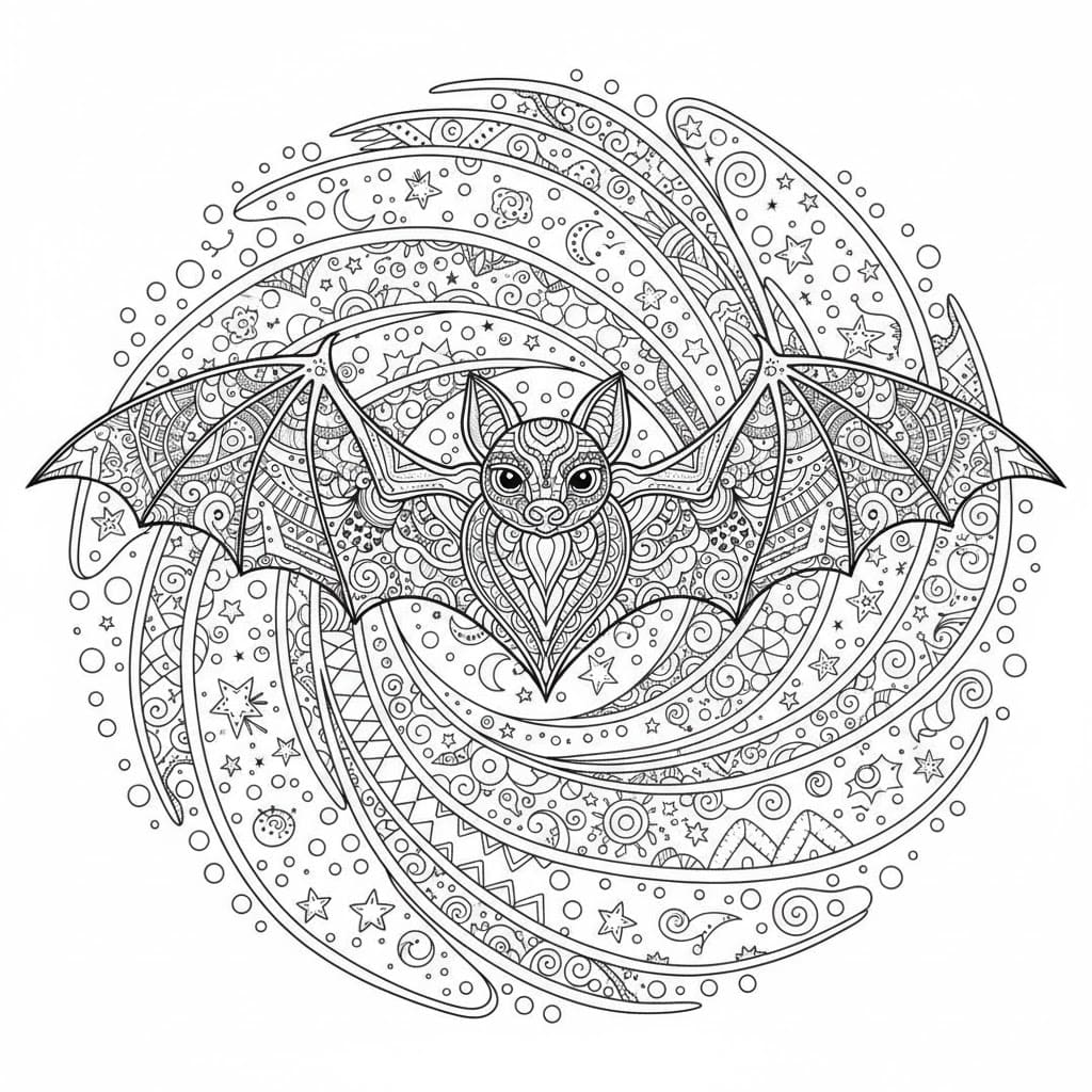 Bat Swirl Mandala Coloring Page Mandalas