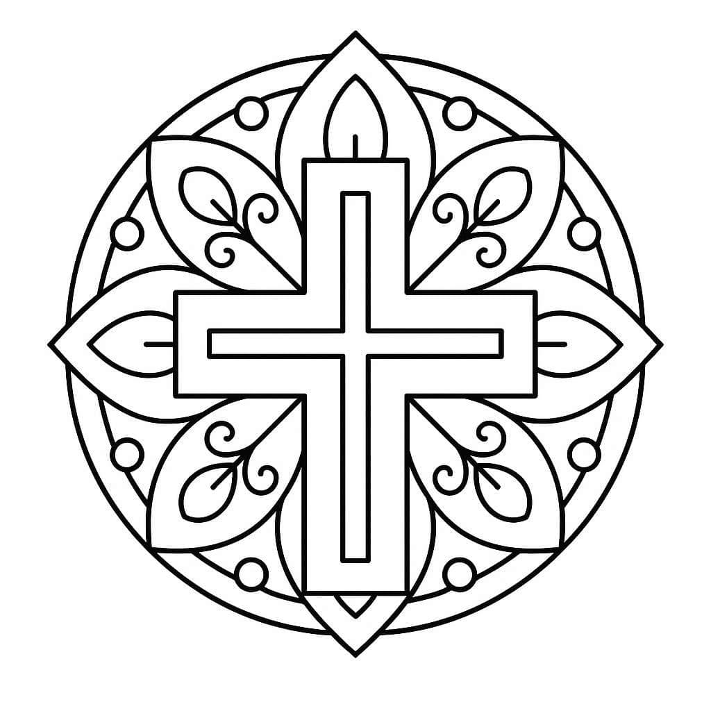 Beautiful Cross Mandala Coloring Page Mandalas
