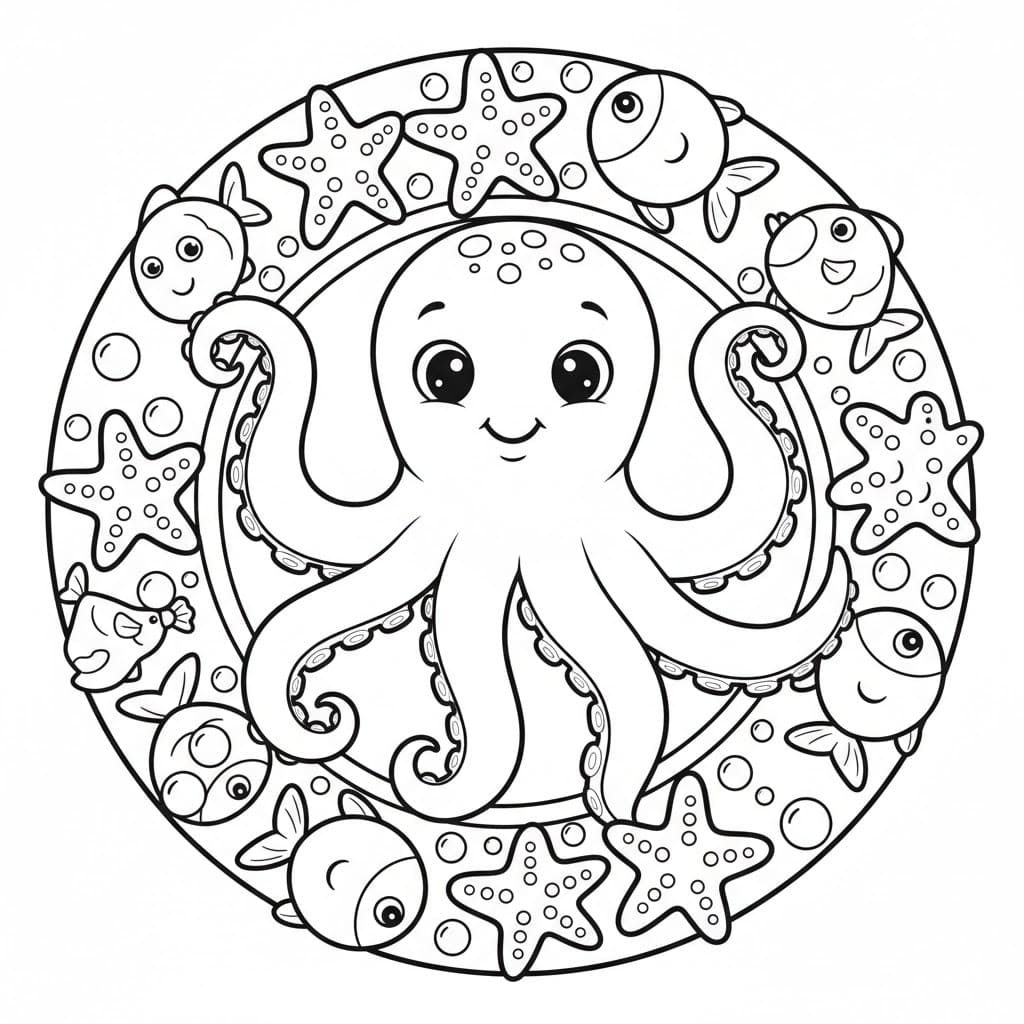 Beautiful Octopus Mandala Coloring Page Mandalas