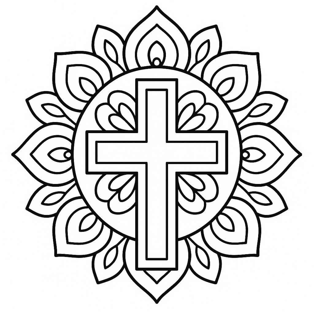 Beauty Cross Mandala Coloring Page Mandalas