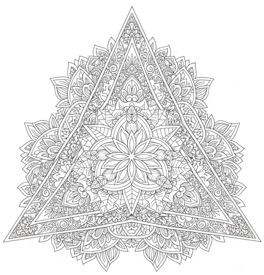 Triangle Mandala Coloring Pages Mandalas