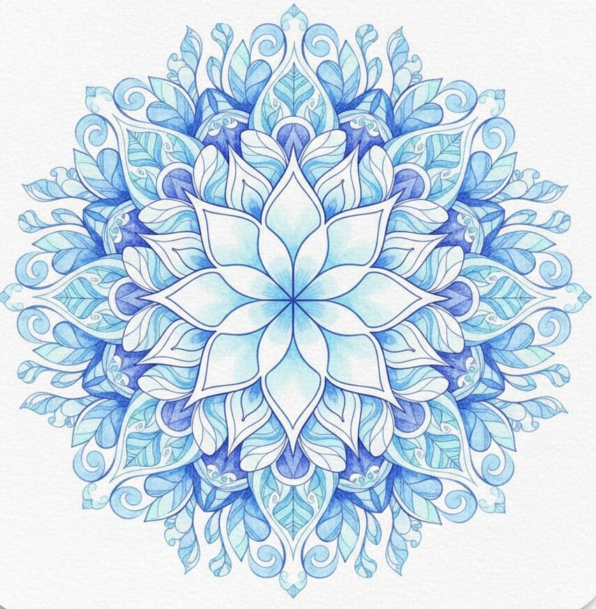 Blue Leaf Flower Zen Mandala Template Mandalas