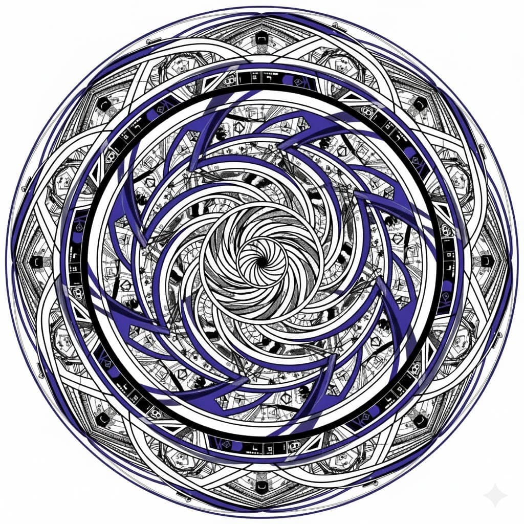 Blue Spiral Geometric Abstract Mandala Template Mandalas