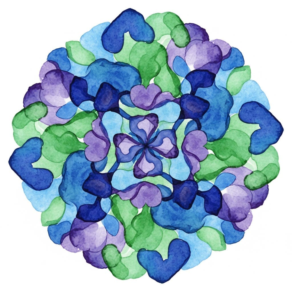 Blue and Green Watercolor Floral Abstract Mandala Template Mandalas