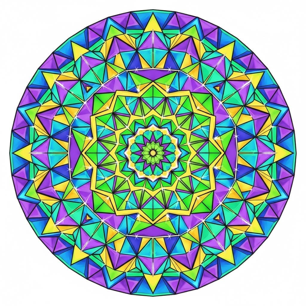 Bright Geometric Crystal Starburst Mandala Template Mandalas