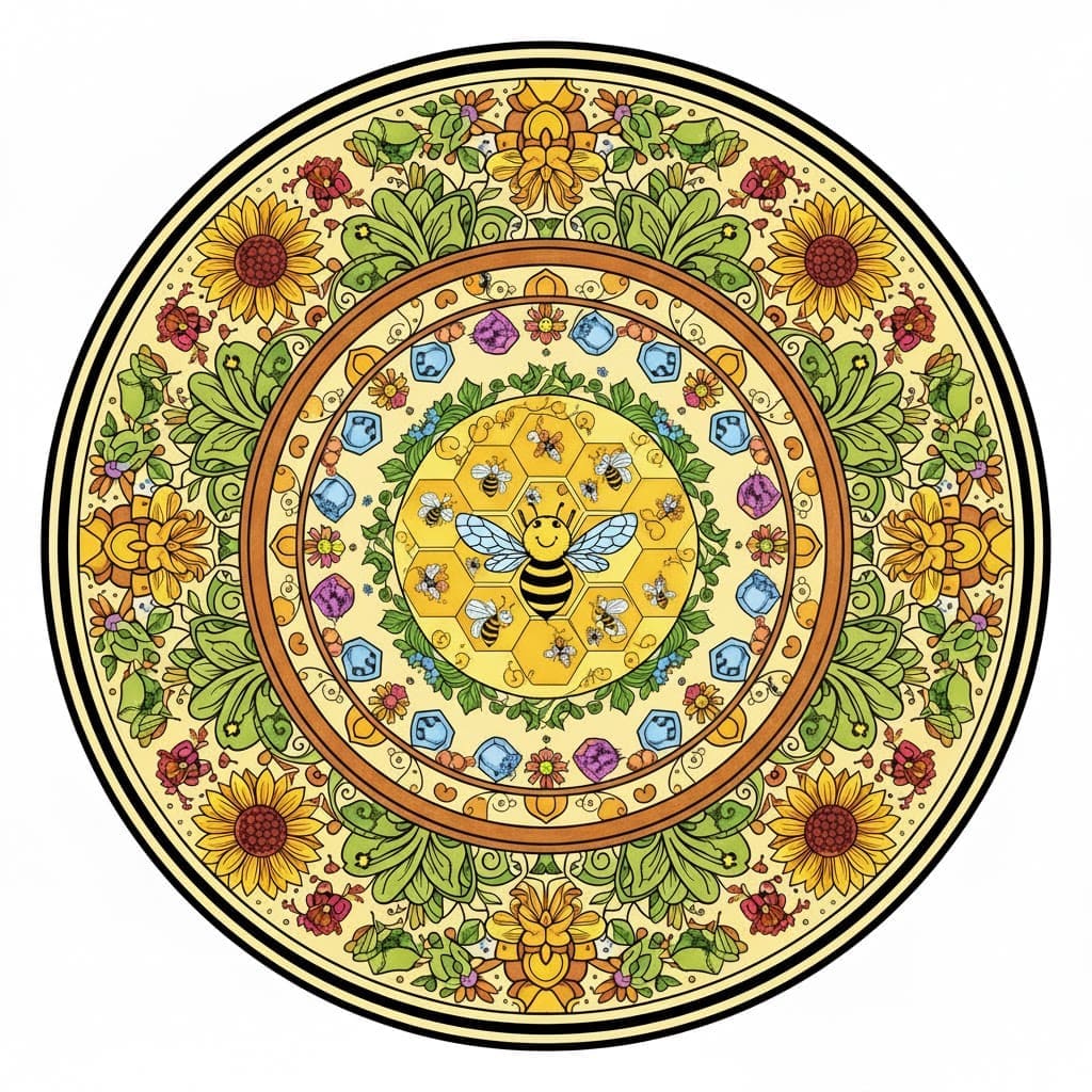 Bumblebee's Hive Nature Mandala Template Mandalas