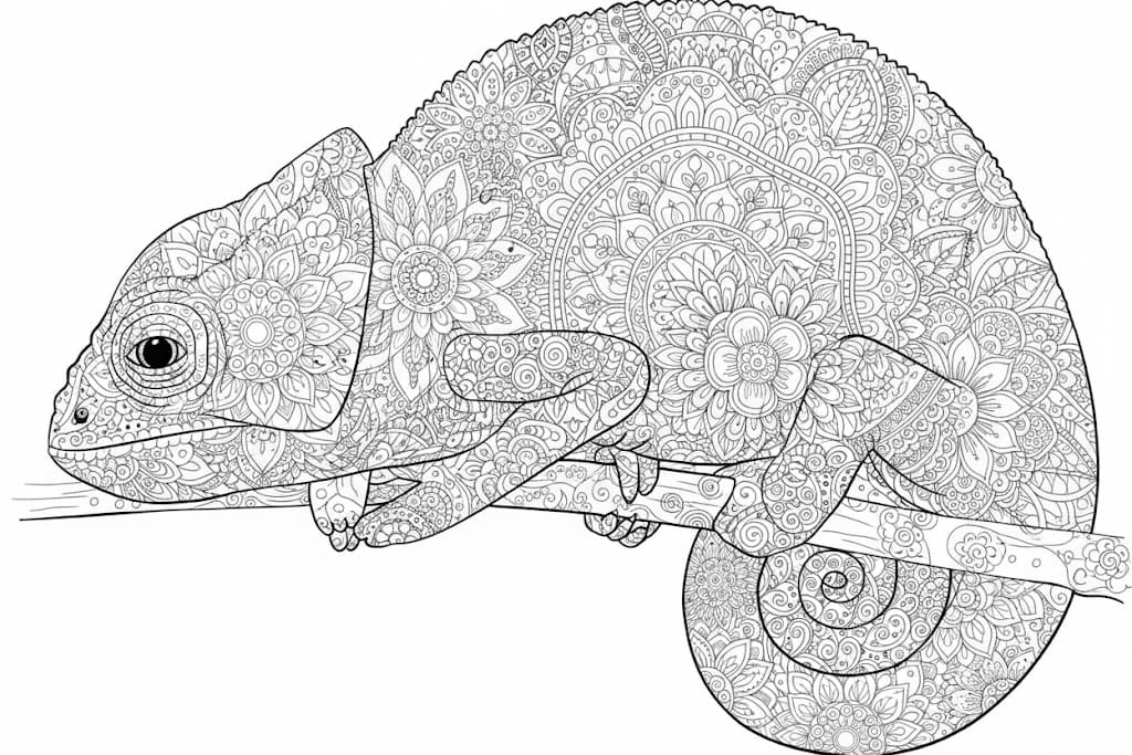Chameleon sad Mandala Coloring Page Mandalas