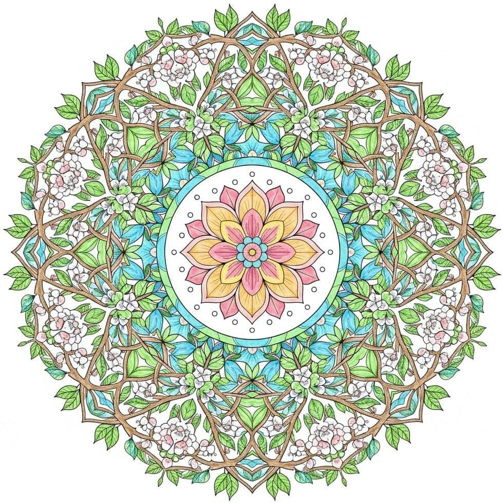 Cherry Blossom Lattice Nature Mandala Template Mandalas