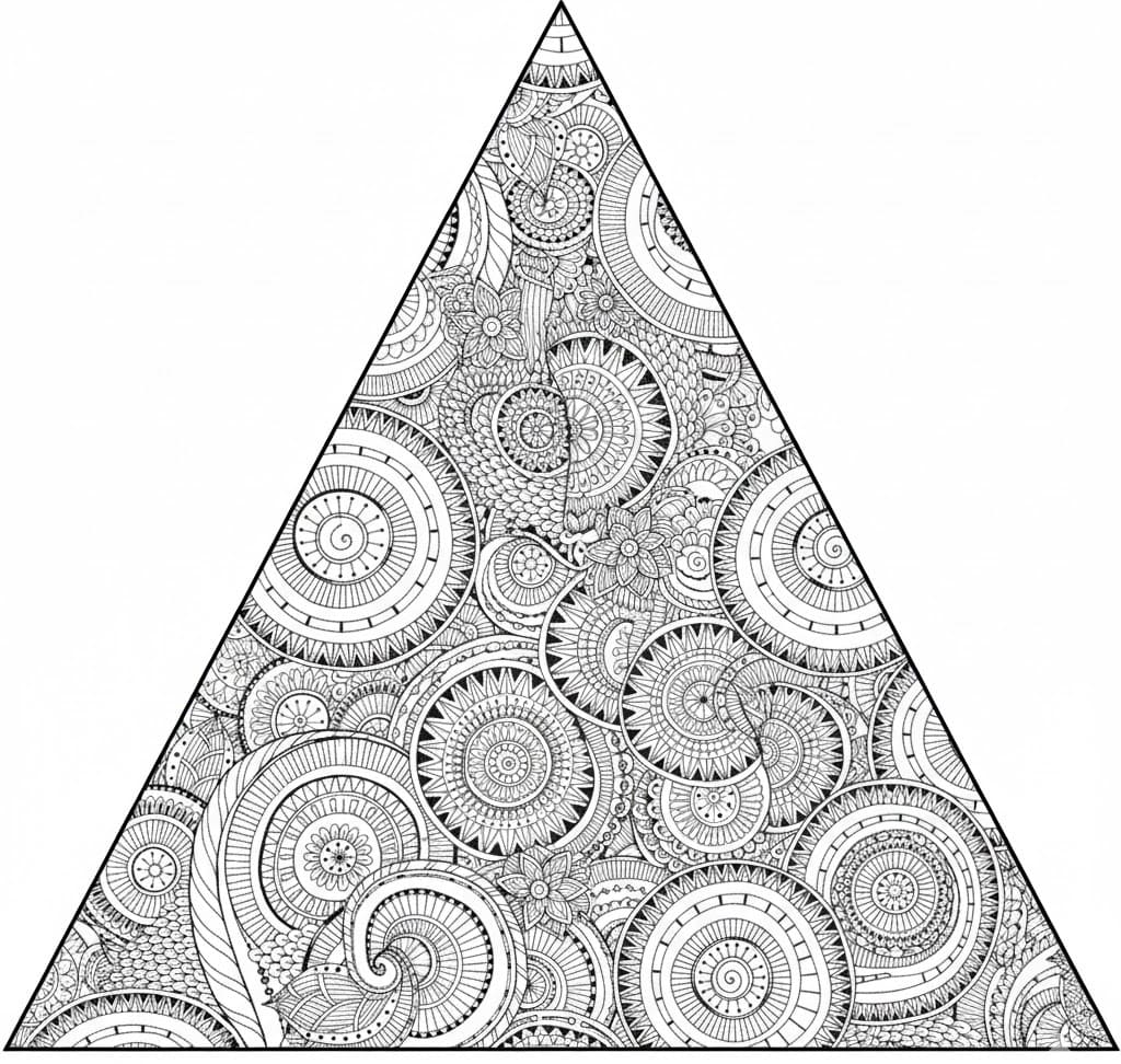 Circular Doodle Triangle Mandala Coloring Page Mandalas