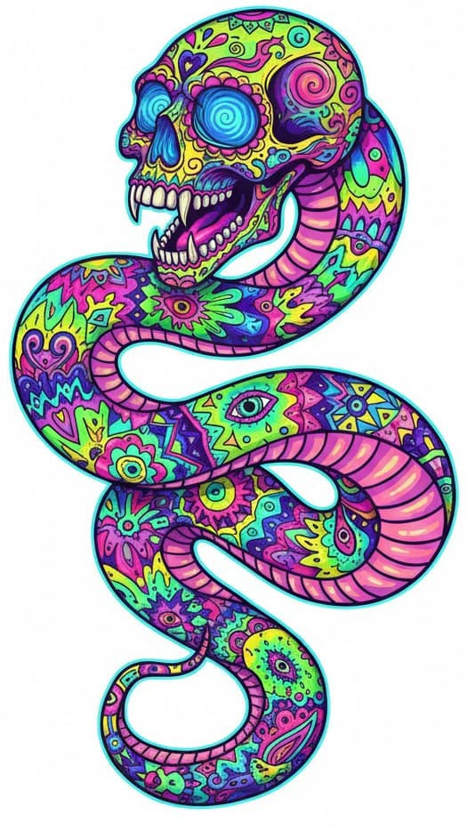 Cobra Skull Trippy Psychedelic Mandala Template Mandalas