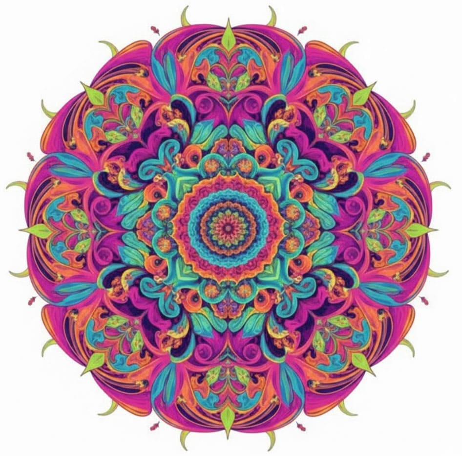 Colorful Abstract Blossom Psychedelic Mandala Template Mandalas