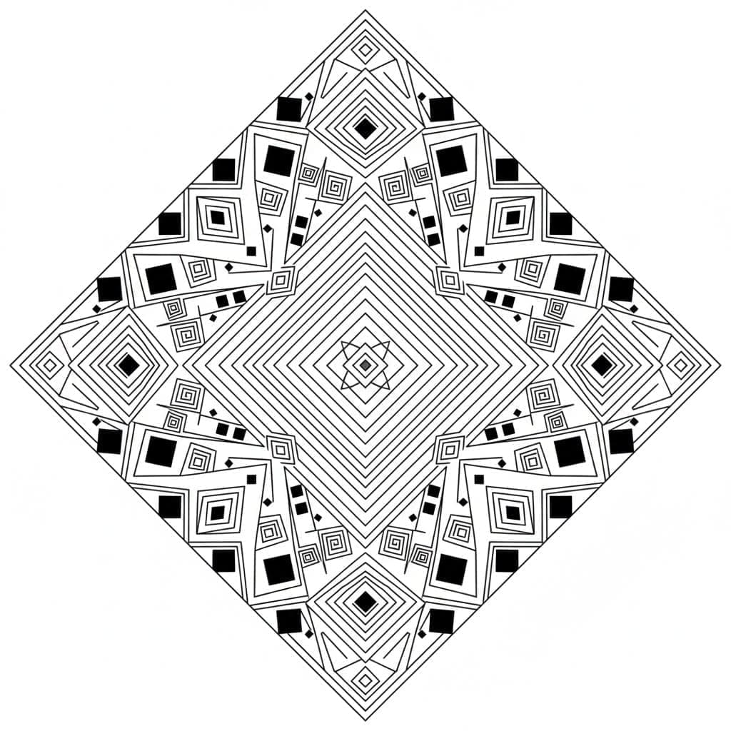 Concentric Diamond Geometric Art Deco Mandala Template Mandalas